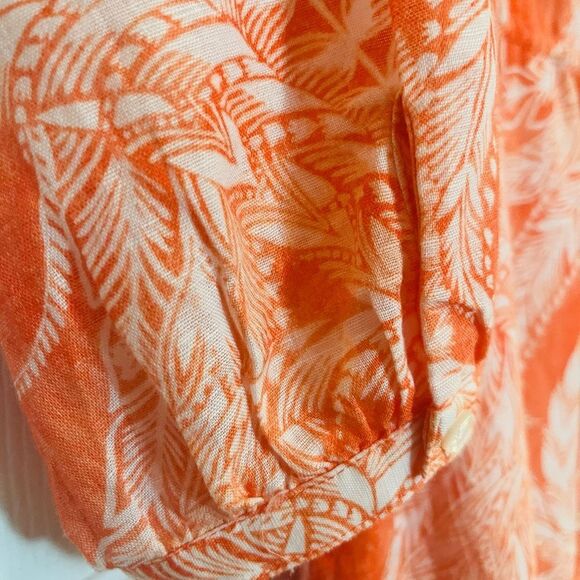 J. McLaughlin Orange and White Sundress with Bishop Sleeves - Picture 7 of 12